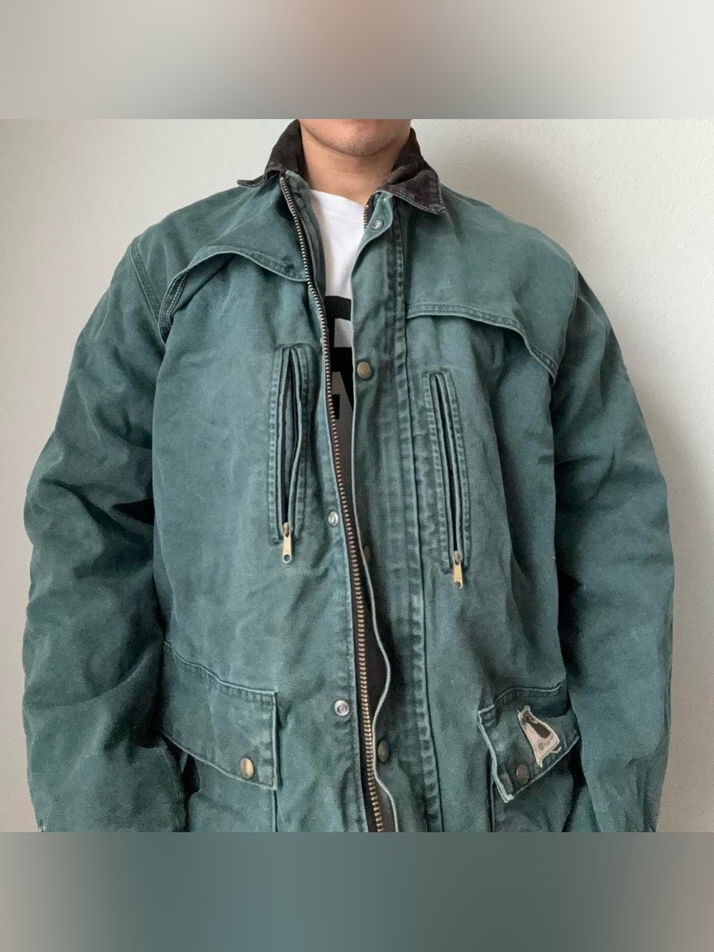 Vintage 2000s Carhartt Duck Canvas Work Green Jacket Y2K - Picture 8 of 8